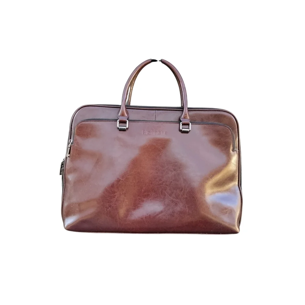 Blofinche Laptop Messenger shoulder bag Genuine Leather Briefcase 13.3 15.6 Inch